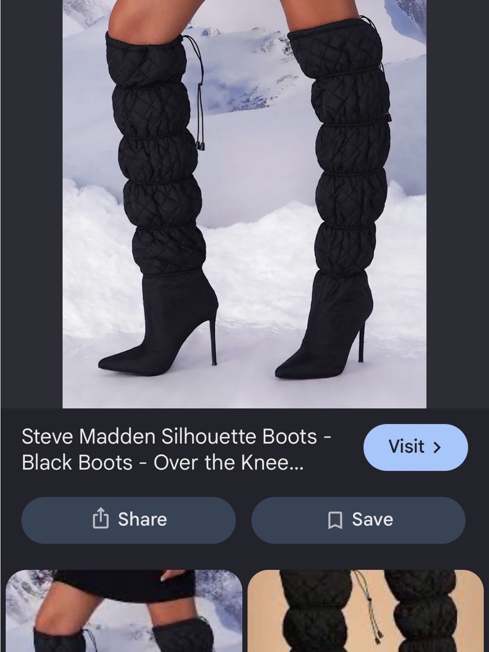 Steve Madden Black Quilted Over-the-Knee Stiletto Boots
